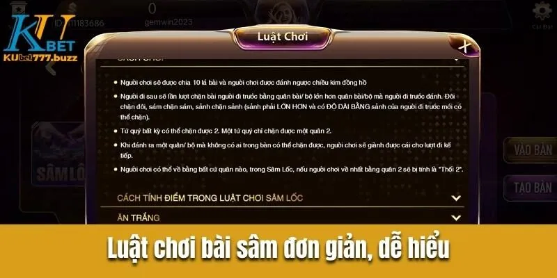 Bài Sâm Kubet777 - Hướng Dẫn Cách Chơi Trăm Trận Trăm Thắng Luật chơi bài sâm đơn giản, dễ hiểu